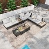 Whisen Diamond Weave Patio Sectional Furniture Set with Extendable Coffee Table, Collapsible Seat and Ice Bucket - 2 of 4