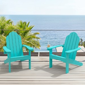 Arceso HDPS Adirondack Chairs Set of 2, Fire Pit Outdoor Chair Weather Resistant with Cup Holder, Modern Plastic Chair Plastic for Patio, Deck, Proch - 1 of 4