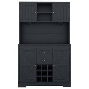 TiramisuBest 72" Freestanding Kitchen Pantry Cabinet with 3 Drawers&6 Adjustable Door Shelves for Bathroom/Dining Room/Office/Entryway (Black) - 1 of 4
