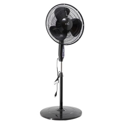 Vie Air 16 Inch Black Aluminum Remote Controlled Oscillating Pedestal Fan