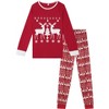 cheibear Christmas Family Deer Print Long Sleeve Top and Pants Pajama Sets Red - 2 of 4