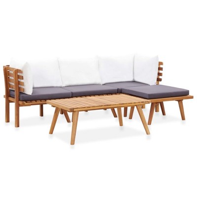 vidaXL Garden Sofa Set Natural, dark grey, white