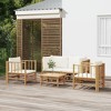 vidaXL Garden Lounge Set Bamboo with Cream White - 2 of 4