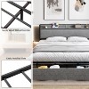 homfan King Size Bed Frame with 2 Storage Drawers, Modern Platform Bed with Upholstered Shelf Headboard, Sturdy, No Box Spring Needed, Gray - 3 of 4