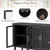 PAGED Farmhouse 4-Door Kitchen and Dining Room Cabinet with Storage and Glass Doors & Adjustable Shelves, Oval Tabletop Storage Cabinet - 4 of 4