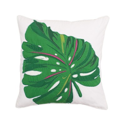 C&F Home 18" x 18" Layla Monstera Palm Beaded Throw Pillow