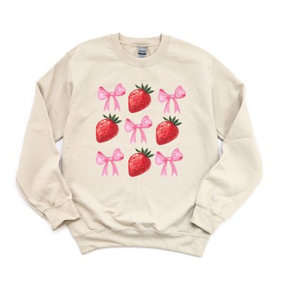 Simply Sage Market Women's Graphic Sweatshirt Strawberry Coquette Bow Chart