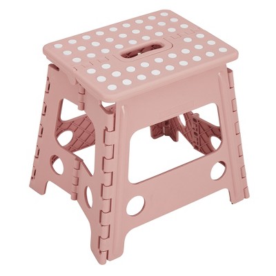 VECELO Folding Step Stool 11/13 in. Non-Slip Surface Portable Foldable 1 Step Stool with Carry Handle, Heavy Duty Stool Blue/Black/Pink/Khaki