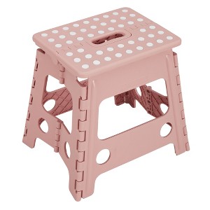 VECELO Folding Step Stool 11/13 in. Non-Slip Surface Portable Foldable 1 Step Stool with Carry Handle, Heavy Duty Stool Blue/Black/Pink/Khaki - 1 of 4