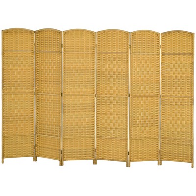 NicBex Room Divider Folding Hand-Woven Privacy Screen with Wood Legs Partition for Home & Office