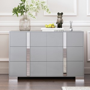 47.2" Elegant Dresser with Metal Handle, Mirrored Storage Cabinet with 6 Drawers for Bedroom, Living Room 4W - ModernLuxe - 1 of 4