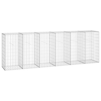vidaXL Gabion Wall with Covers Galvanized Steel 118"x19.7"x39.4"