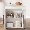 36" Kitchen Island Cart with Solid Wood Top - Farmhouse Mobile Storage Cart with Drawer, 3-Tier Shelves & Locking Wheels for Small Kitchens - 3 of 4