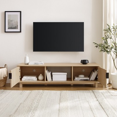 Coastal Oak Modern Fluted 2-Door TV Stand