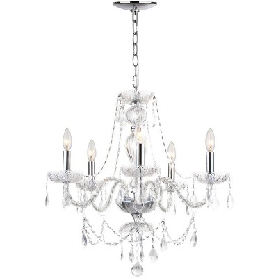 Chrome and Crystal 5-Light Adjustable Chandelier