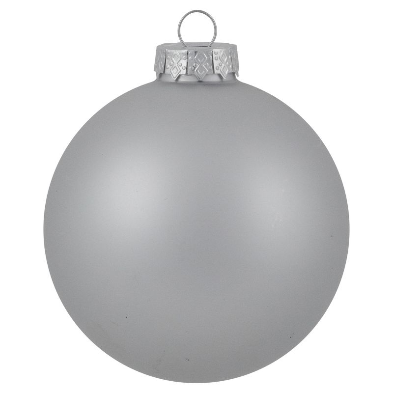 Northlight 4ct Shiny and Matte Silver Glass Ball Christmas Ornaments 4" (100mm), 3 of 6