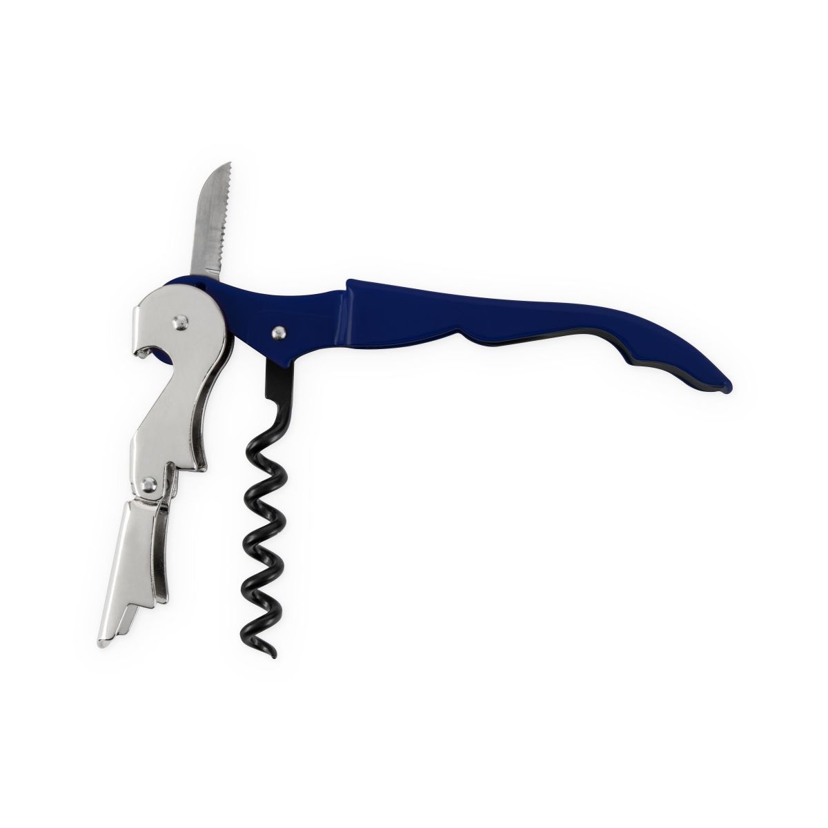 True Truetap Double Hinged Corkscrew Wine Opener, Stainless Steel Wine Key, Built-in Bottle Opener & Foil Cutter, Home Bar, Wedding Gifts, Navy Blue - thumbnail 8