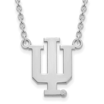 Black Bow Jewelry 10k White Gold Indiana Hoosiers NCAA Necklace 18 Inch