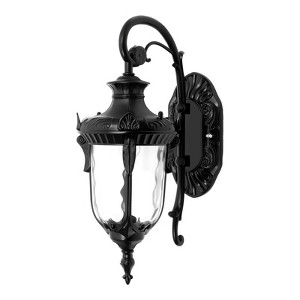 YIYIBYUS 1-Light Black Retro Outdoor/Indoor Waterproof Lantern Wall Sconce with Glass Shade - 1 of 4