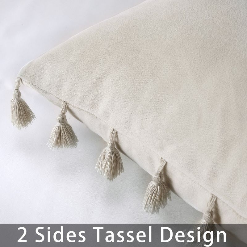 2 Pieces Tassels Velvet Decorative Throw Pillow Covers, 4 of 6