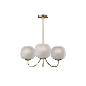 Adesso Magnolia Chandelier Antique Brass: ETL Listed, 3 Frosted Glass Shades, Dimmable - 1 of 3