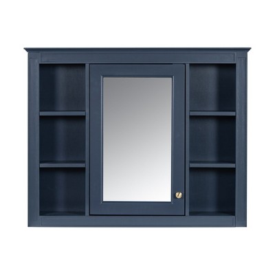 NicBex Bathroom Wall Mount Storage Cabinet Mirror Medicine Cabinet with Single Door & 6 Shelves