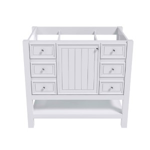 MAYEERTY 36" Bathroom Vanity without Sink 1 Cabinet 3 Drawers Solid Wood Frame MDF White - 1 of 4
