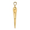 Black Bow Jewelry 14k Yellow or White Gold Large Hollow Italian Horn Pendant, 8 x 48mm - 2 of 4