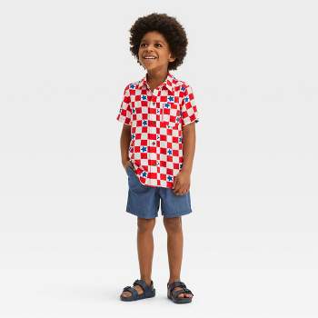 Toddler Boys' Short Sleeve Checkered Challis and Broad Cloth Set - Cat & Jack™ Red