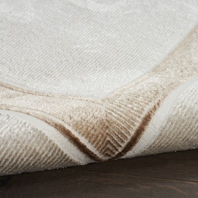 Ivory Cream Art Deco Geometric Easy-Care Area Rug 2'3" x 7'6"