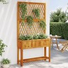 vidaXL Planter with Trellis and Shelf - Outdoor Flower Box - Solid Acacia Wood - 39.4"x12.6"x72.8" - Garden, Patio, Terrace - Brown - 2 of 4