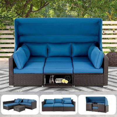 EROMMY 6 Pieces Patio Furniture Sets,Outdoor Sectional Sofa Set with Adjustable Backrest