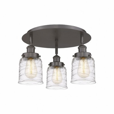 Bell - 3 Light Flush Mount In Art Deco Style-9.25 Inches Tall and 16.75 Inches Wide