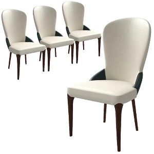 LeisureMod Havana Modern Leather Dining Chair – High Back Side Chair with Curved Backrest and Rubberwood Legs for Kitchen and Dining Room Set of 4 - 1 of 4