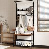 Hall Tree Shoe Bench, 4-in-1 Entryway Storage Bench with 8 Sturdy Hooks - 2 of 4