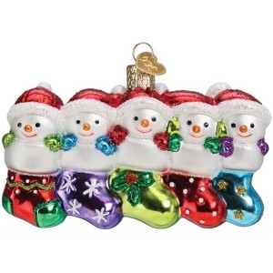 Old World Christmas Blown Glass Ornament for Christmas Tree, Snow Family of 5 - 1 of 4