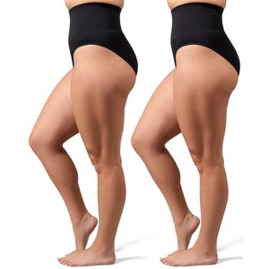 Memoi 2 Pair Women's Full Coverage High Waisted Shaping Briefs - 1 of 4