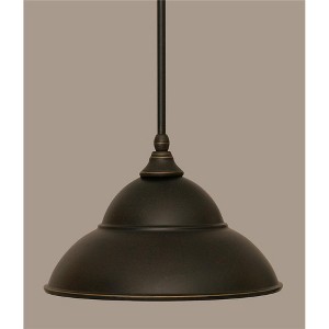 Toltec Lighting Any 1 - Light Pendant in  Dark Granite with 13” Dark Granite Double Bubble Metal Shade Shade - 1 of 1
