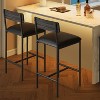 Bar Stools Set of 2/4, Kitchen Bar Stools with Footrest, PU Upholstered Counter Height Barstools, Bar Chairs with Back for Kitchen Island - 3 of 4