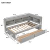 Twin Size Bed With L-shaped Bookcases, Pine Wood Platform Bed Frame With 2 Storage Drawers For Bedroom, No Spring Box Needed - 3 of 4