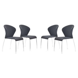 Set of 4 Oneida Dining Chairs Graphite - ZM Home: Modern Upholstered Kitchen Seating, Metal Legs, No Assembly Required - 1 of 4
