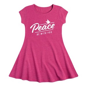 Girls' - Instant Message - Peace Be With You Fit & Flair Cap Sleeve Graphic Dress - 1 of 4