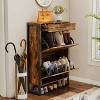 KTMBDW Rustic Shoe Cabinet with Flip Drawers, Narrow Shoe Cabinet with Metal Legs & Handles for Entryway, Hallway, Organizer - 2 of 4