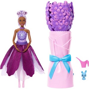 Barbie Petal Pop Scented Fashion Doll with Purple Dress, Reveal