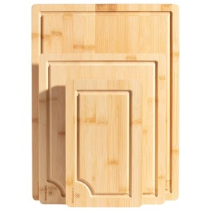 Bamboo Cutting Board Set of 3, Wood Cutting Boards with Juice Groove, Heavy-Duty Nonslip Kitchen Cutting Boards Set Bamboo - 1 of 4