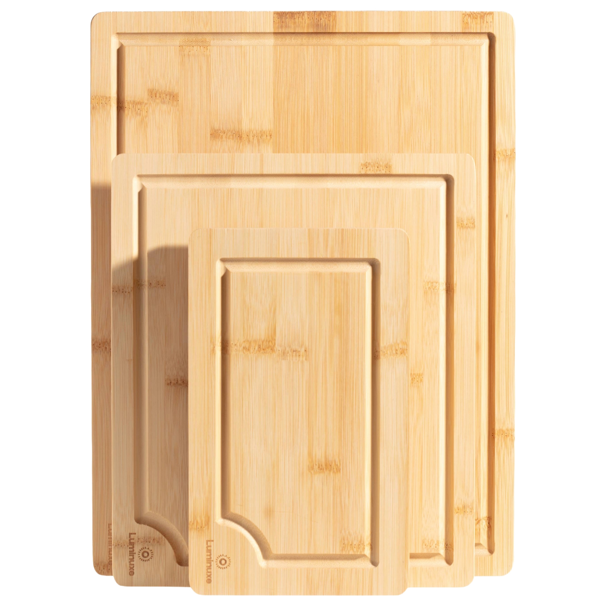 Bamboo Cutting Board Set of 3, Wood Cutting Boards with Juice Groove, Heavy-Duty Nonslip Kitchen Cutting Boards Set Bamboo