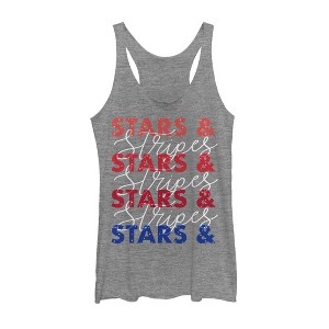 Women's Lost Gods Fourth of July  Stars & Stripes Repeat Racerback Tank Top - 1 of 3