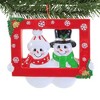 3.25 In Snowman Couple In Red Frame Christmas Snowflakes Tree Ornaments - 3 of 3