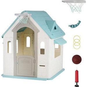 Kids Cottage Playhouse with Door, Mail Slot & Games¨C Indoor/Outdoor Pretend Playhouse for Toddlers and Young Children - 1 of 4