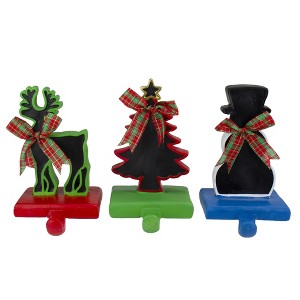 Northlight Reindeer, Tree, and Snowman Chalkboard Christmas Stocking Holders - 7" - Set of 3 - 1 of 4